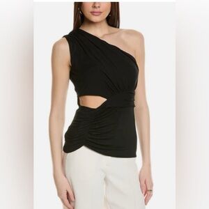 BCBGMAXAZRIA Women's One Shoulder Neck Pullover Cutout Jersey Top SMALL NWT